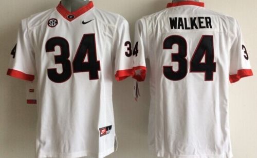Bulldogs #34 Herschel Walker White Stitched Youth NCAA Jersey